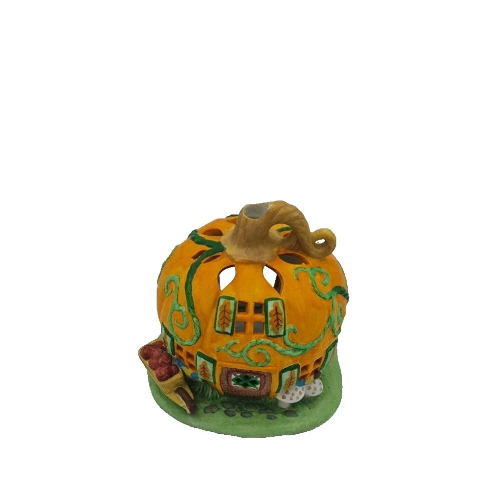 PartyLite Pumpkin Fairy House Tealight Holder Halloween Cottagecore Whimsical